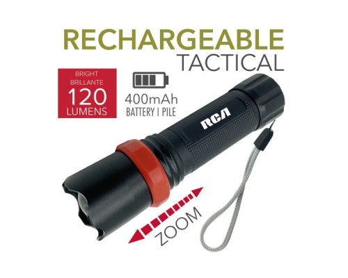Lampe de poche RCA rechargeable USB,  zoom et super lumineuse RFL5001